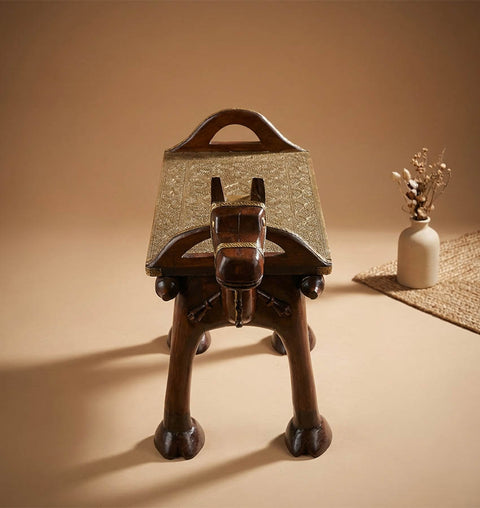 Camel Headed Wooden & Brass Handcrafted Royal Bench