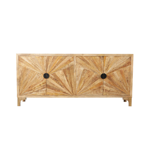 Bohemian Modern Solid Wood 4 Doors Storage Sideboard