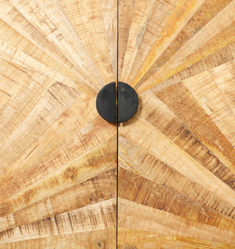 Bohemian Modern Solid Wood 4 Doors Storage Sideboard