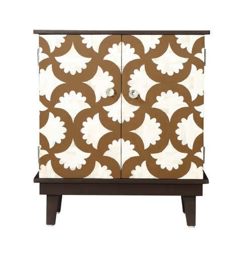 Geometric Pattern Wooden Inlay 2 Door Cabinet