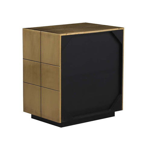 Diamond-Embossed Brass Single Door Bedside Table - Simply Home