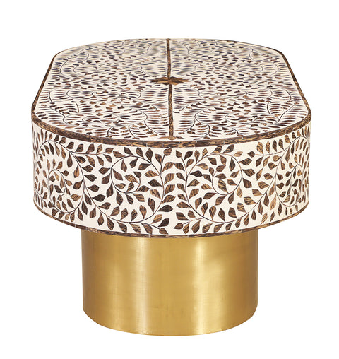 Floral Pattern Inlay Oval Shape Coffee Table - Simply Home