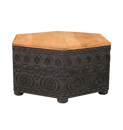 Wooden Hand Carved Hexagon Coffee Table - Simply Home