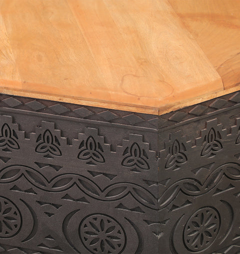 Wooden Hand Carved Hexagon Coffee Table - Simply Home