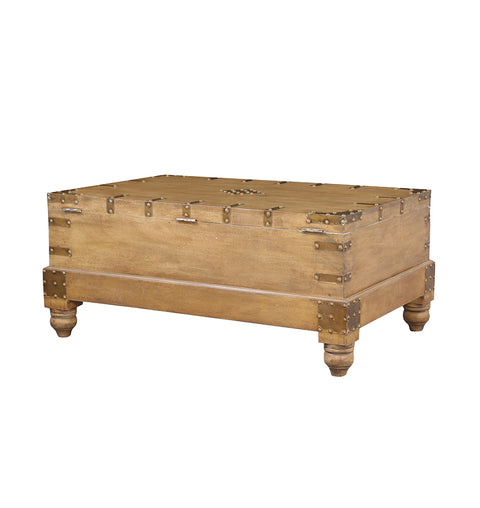 Solid Wood Brass Fitted Storage Trunk Box & 1 Drawer - Simply Home