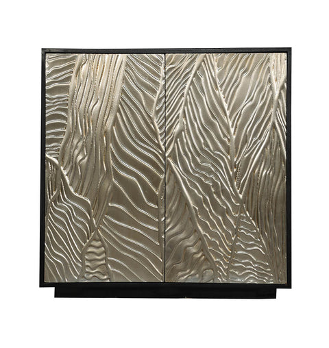 Luxury Wooden Wave Carved 2 Door Storage Cabinet