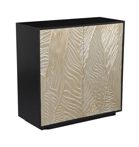 Luxury Wooden Wave Carved 2 Door Storage Cabinet