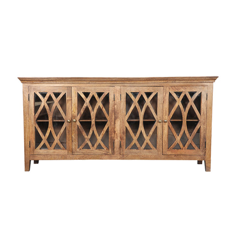 Charming Wooden 4 Door Sideboard Mullion Glass Doors