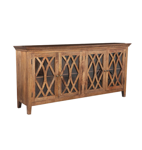 Charming Wooden 4 Door Sideboard Mullion Glass Doors