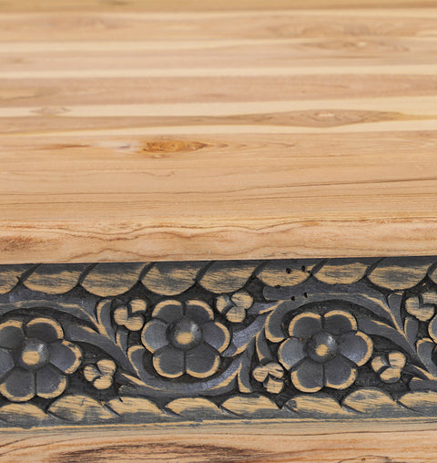 Square Hand-Carved Teak Wood Coffee Table - Simply Home