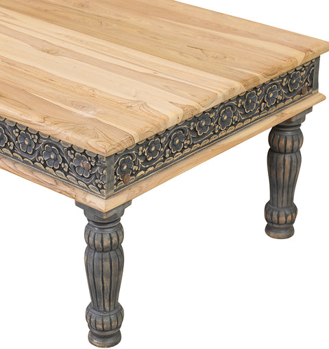 Square Hand-Carved Teak Wood Coffee Table - Simply Home