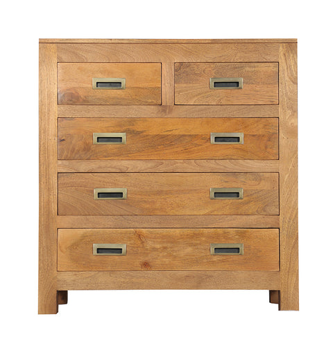 Antique Solid Wood Chest of 5 Drawers - Natural - Simply Home