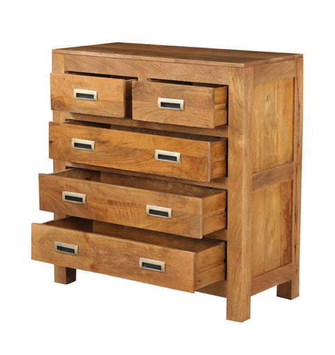 Antique Solid Wood Chest of 5 Drawers - Natural - Simply Home