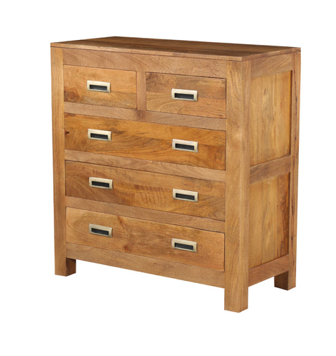 Antique Solid Wood Chest of 5 Drawers - Natural - Simply Home