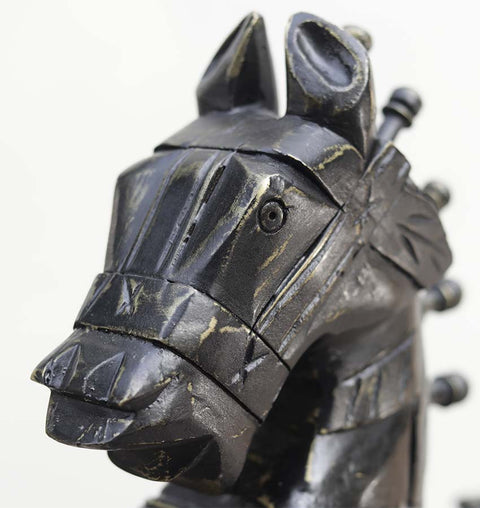 Handcrafted Black & Gold Wooden Horse Table Decor