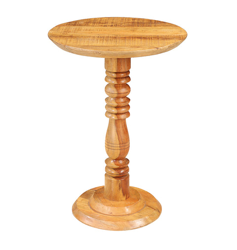 Solid Wood Tall Pedestal Round Side Table - Simply Home