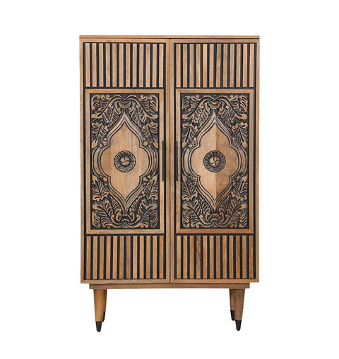 Wooden Carved 2 Door Almirah - Simply Home