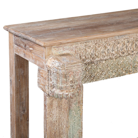 Vintage Solid Wood White Hand Carved Console Table - Simply Home