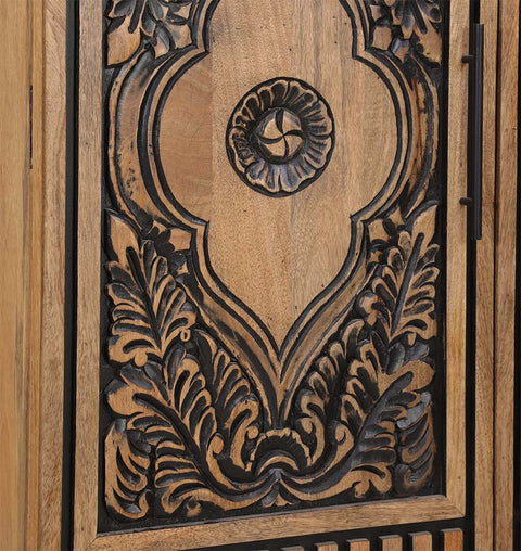 Wooden Carved 2 Door Almirah - Simply Home