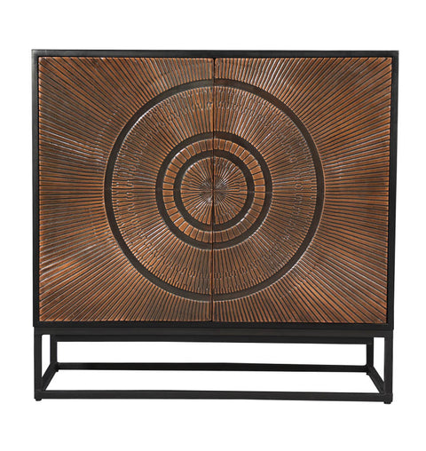 Mid-Century Modern Wooden 2 Door Cabinet with Metal Legs