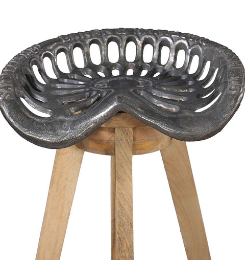 Iron Seat Bar Counter Stool with Wooden Legs - Simply Home