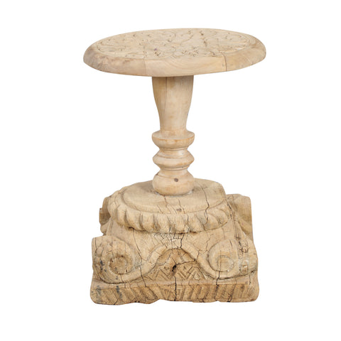 Wooden Carved Side Table – Handcrafted with Intricate Detailing