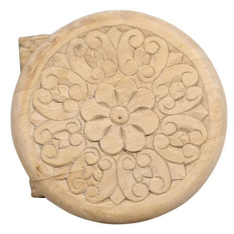 Wooden Carved Side Table – Handcrafted with Intricate Detailing