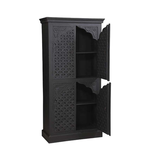 Wooden Carved 4 Door Almirah - Simply Home