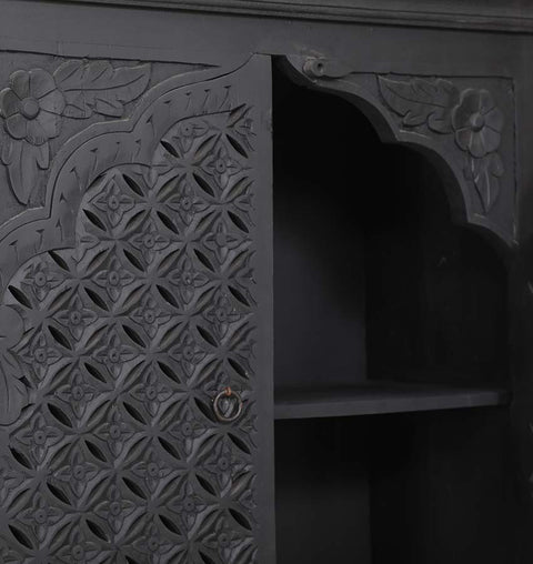 Wooden Carved 4 Door Almirah - Simply Home