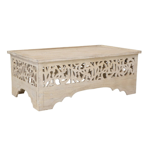 Solid Wood Hand Carved Rectangle Coffee Table - Simply Home