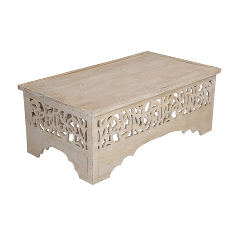 Solid Wood Hand Carved Rectangle Coffee Table - Simply Home