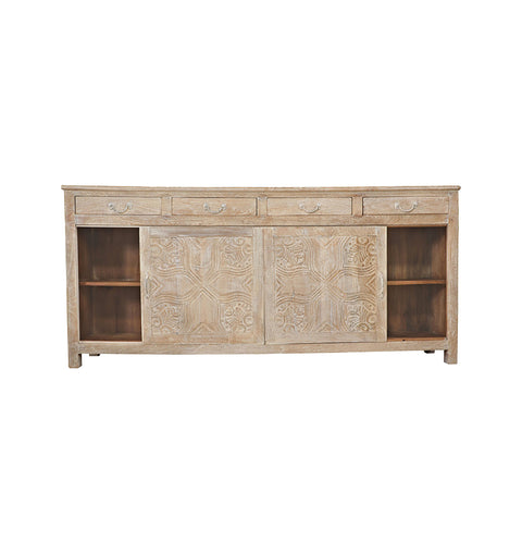 Antique-Style Wooden 4 Drawers & 3 Sliding Door Sideboard - Simply Home