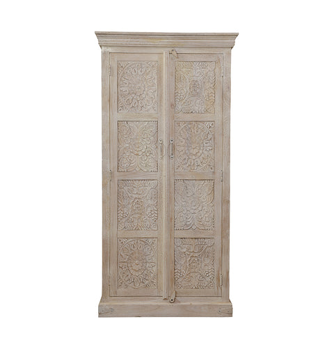 Wooden Carved 2 Door Almirah - Simply Home