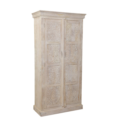 Wooden Carved 2 Door Almirah - Simply Home