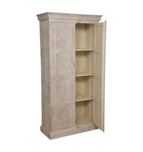Wooden Carved 2 Door Almirah - Simply Home