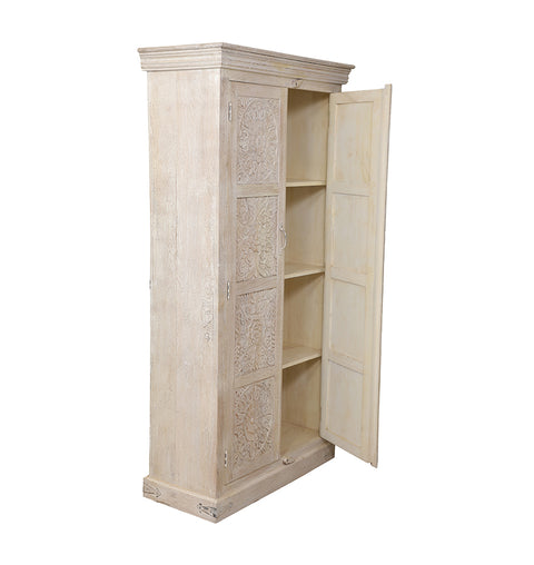 Wooden Carved 2 Door Almirah - Simply Home