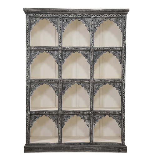 Moroccan-Inspired Wooden Carved Bookshelf - Simply Home