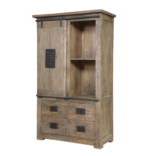 Modern Slider Door 4 Drawer Almirah with Metal Details - Simply Home