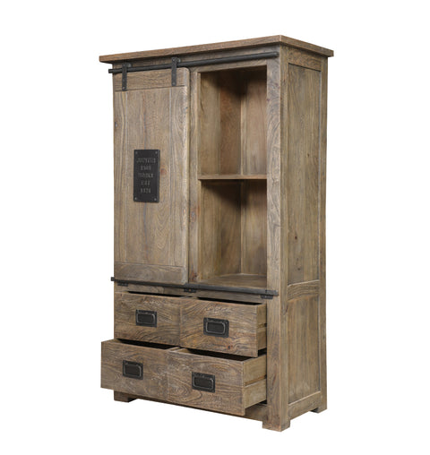 Modern Slider Door 4 Drawer Almirah with Metal Details - Simply Home