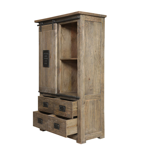 Modern Slider Door 4 Drawer Almirah with Metal Details - Simply Home