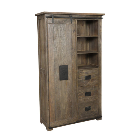 Modern Slider Door 3 Drawer Almirah with Metal Details - Simply Home