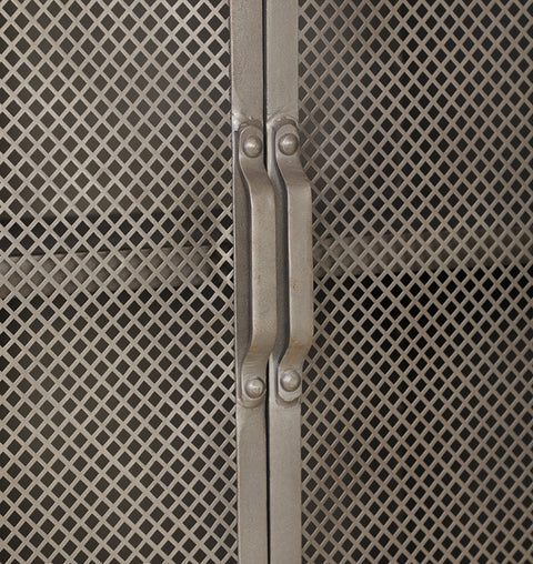 Metal Mesh 2 Door 6 Wooden Drawer Almirah - Simply Home
