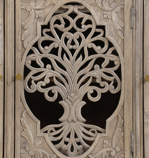 Artisan Carved 3-Door Wooden Sideboard - Simply Home