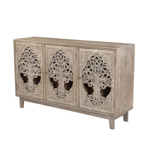 Artisan Carved 3-Door Wooden Sideboard - Simply Home