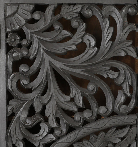 Wooden Carved Single Drawer 2 Door Almirah - Simply Home