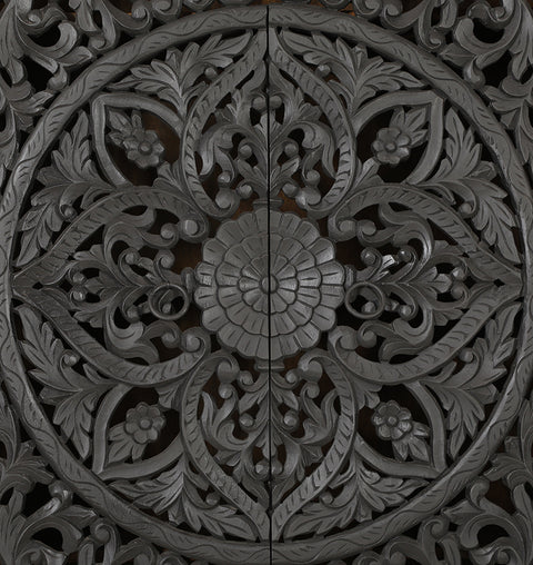 Wooden Carved Single Drawer 2 Door Almirah - Simply Home