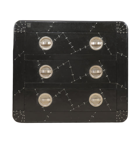 Black Domino Aviator Chest of 3 Drawers - Simply Home