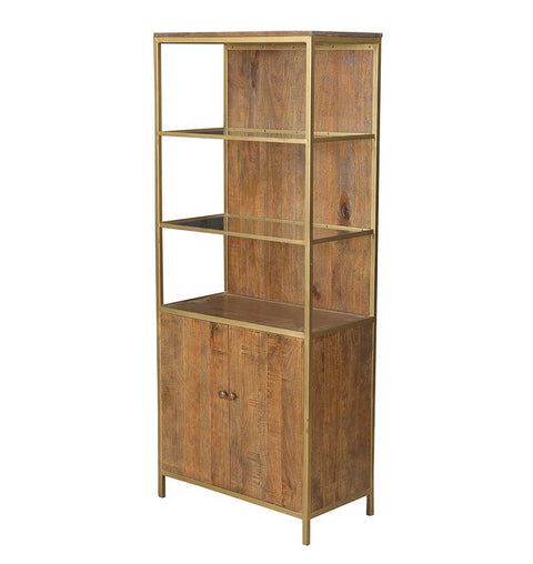 Contemporary Wood & Iron Tall Bookshelf with Cabinet Space - Simply Home