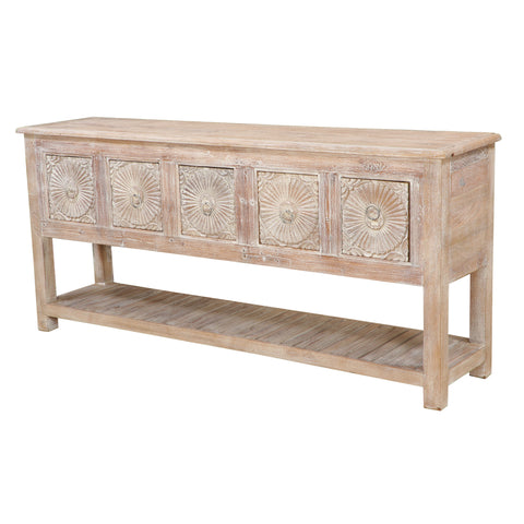 Vintage Hand Carved Solid Wood 5 Drawers Console Table - Simply Home