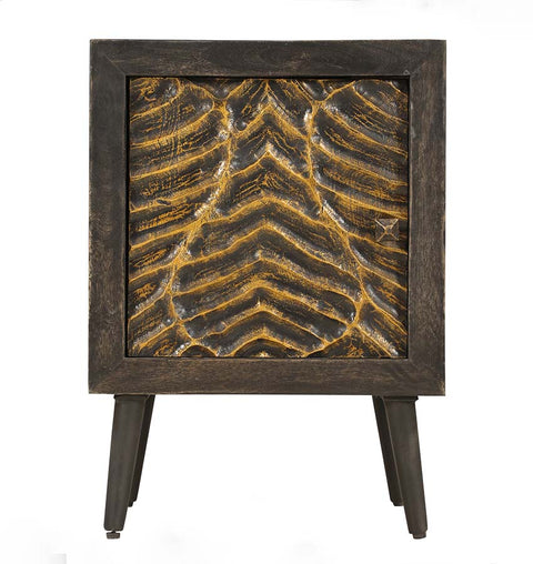 Ember Ridge Carved Wooden Bedside